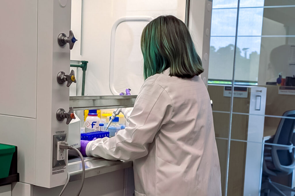 Rachel in the lab